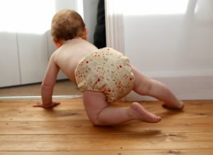 Baby in cloth nappy