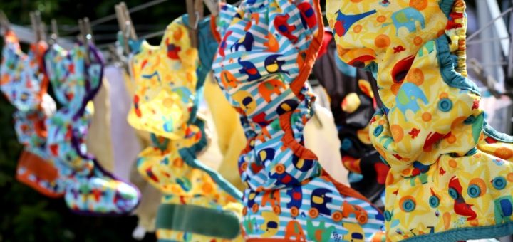 Cloth nappies drying on the line
