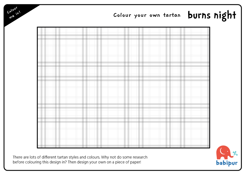 Burns night tartan colouring printout