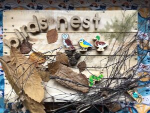 Gathered materials to build a nest!